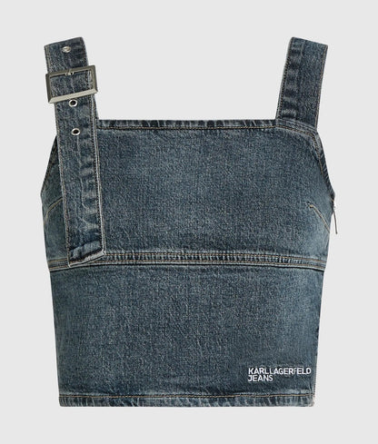 Belted denim tank top