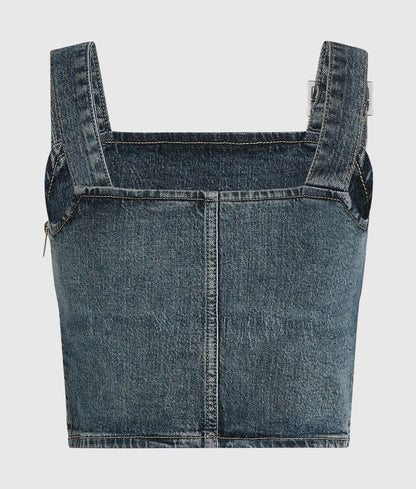 Belted denim tank top