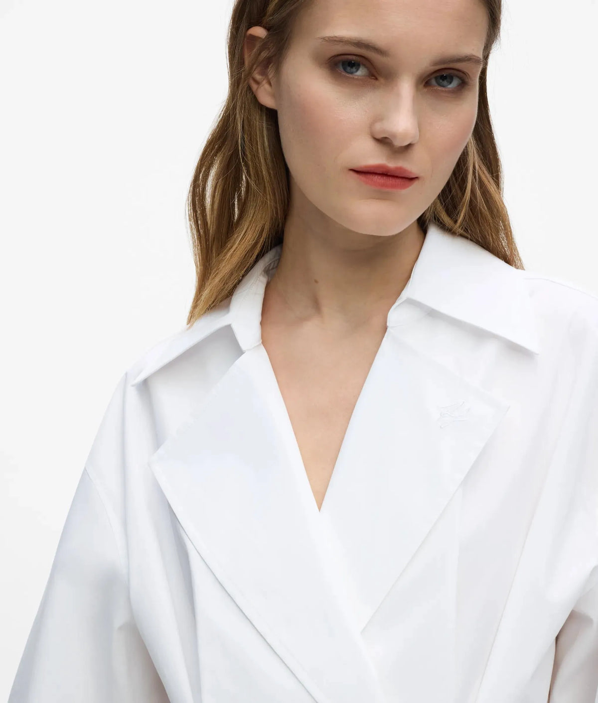 Double-breasted poplin shirt