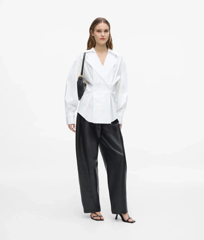 Double-breasted poplin shirt