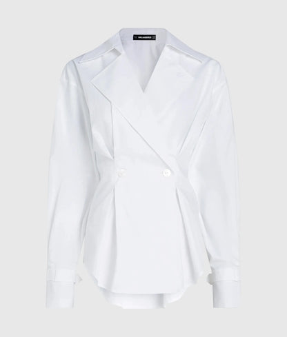 Double-breasted poplin shirt