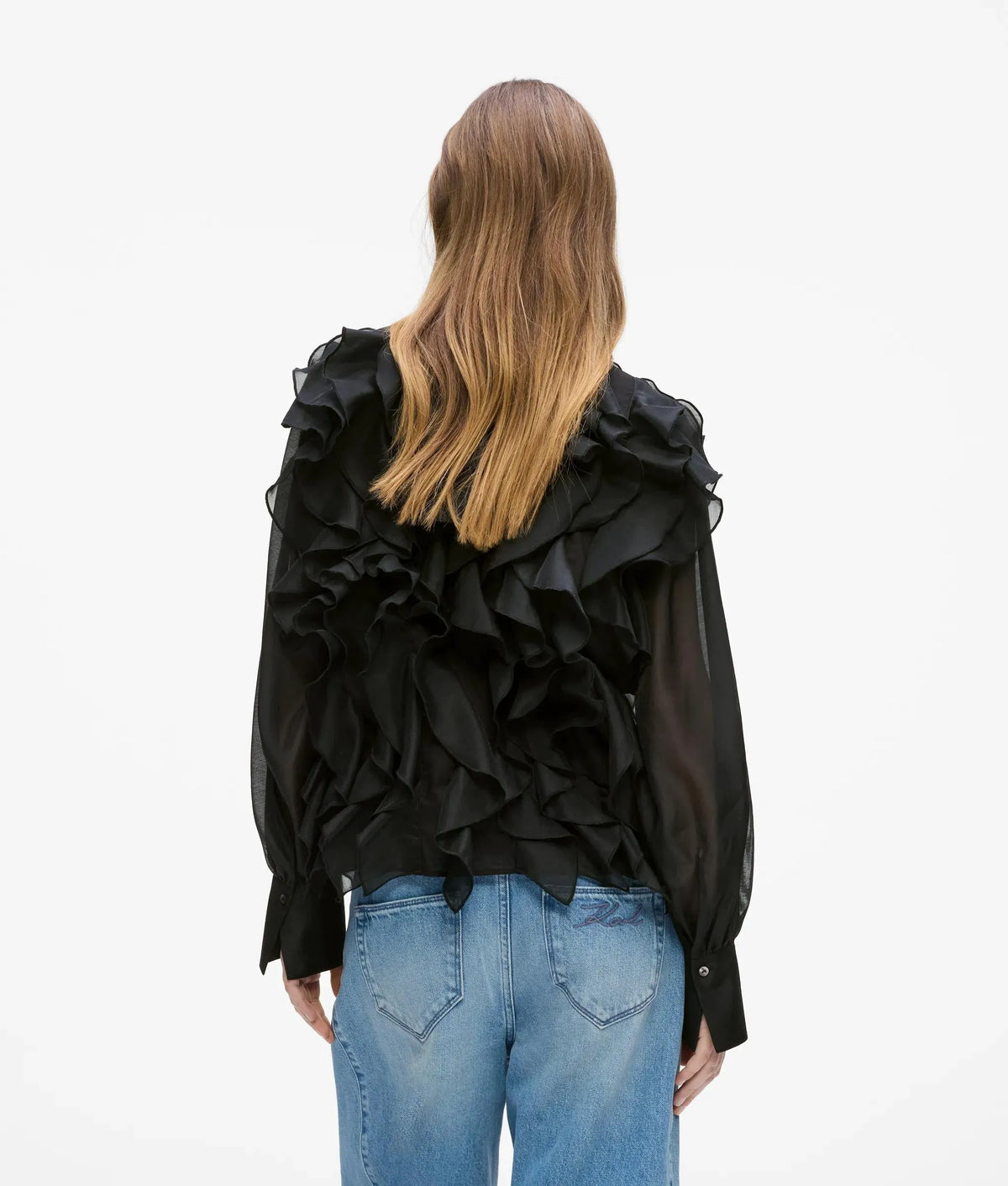 Organza ruffle blouse