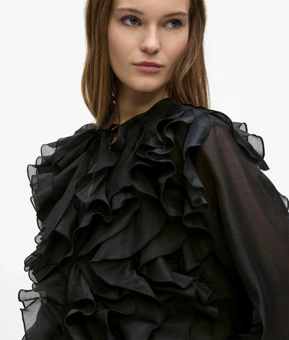 Organza ruffle blouse