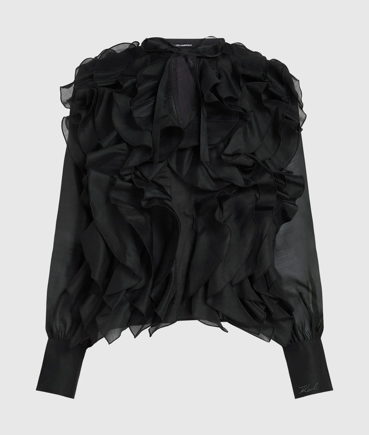 Organza ruffle blouse