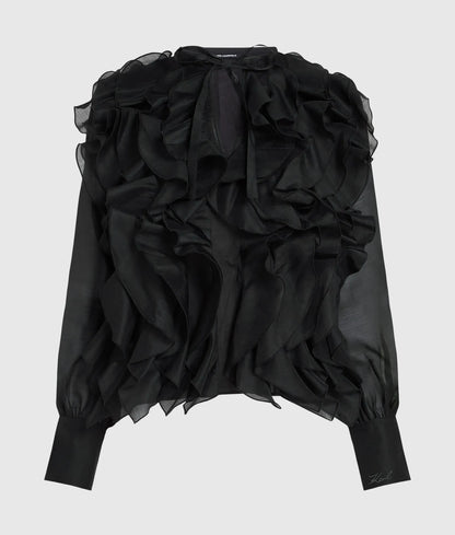 Organza ruffle blouse