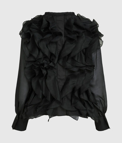 Organza ruffle blouse