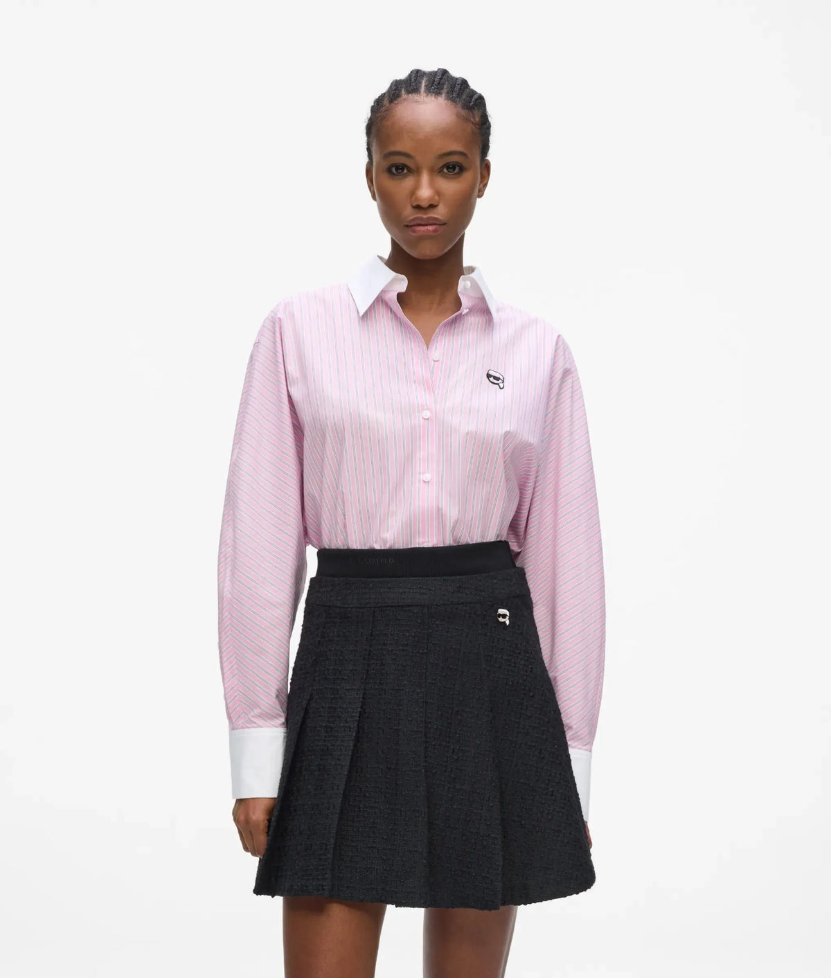 Contrast-collar Ikon stripe shirt