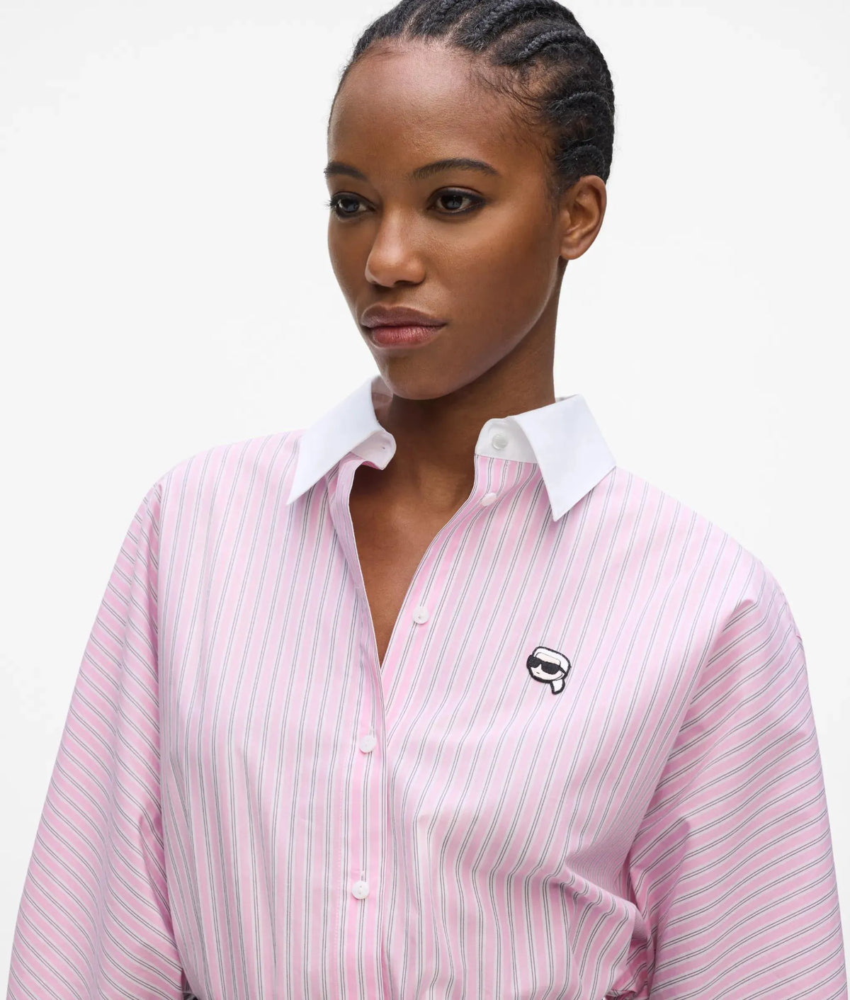 Contrast-collar Ikon stripe shirt