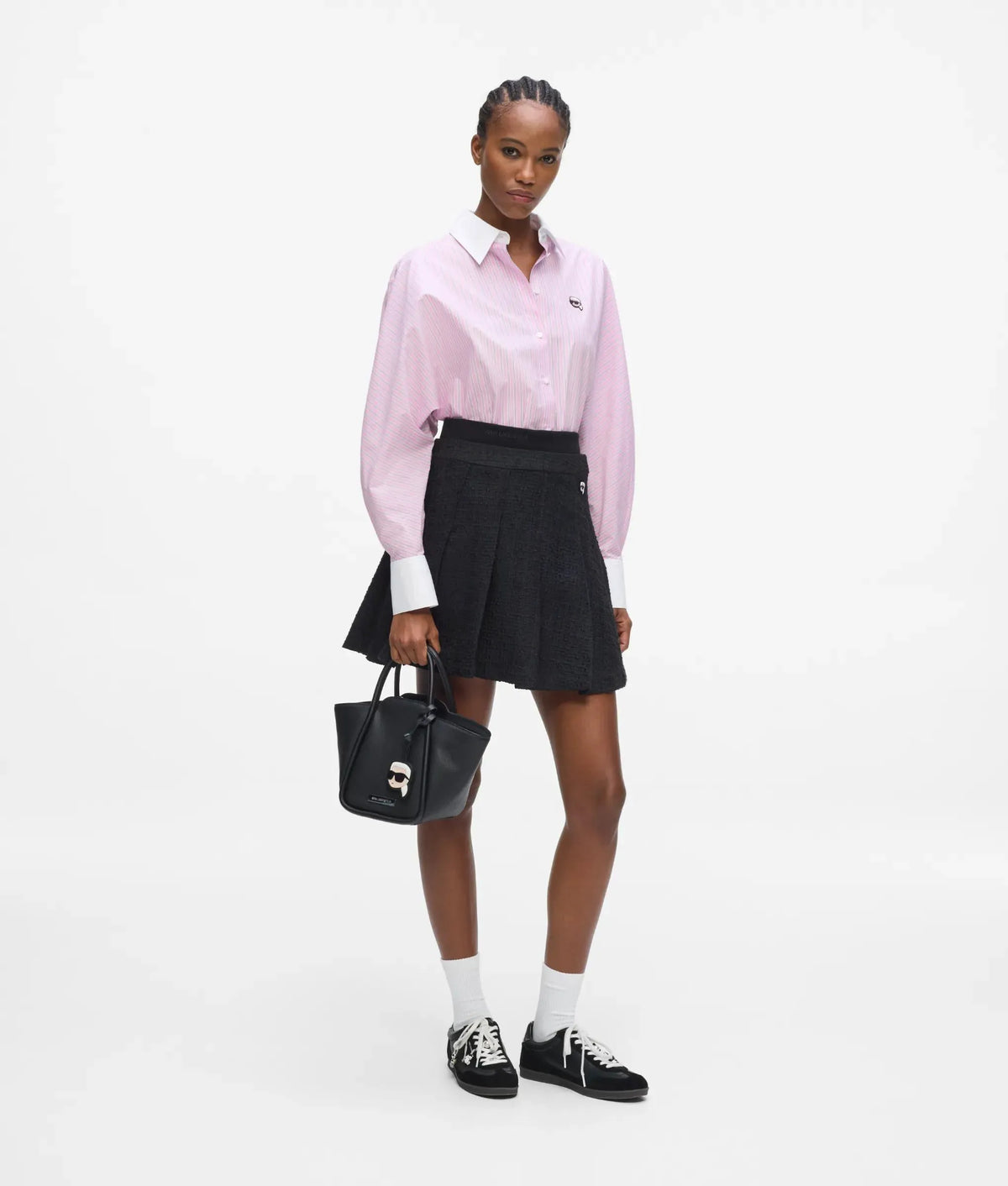 Contrast-collar Ikon stripe shirt