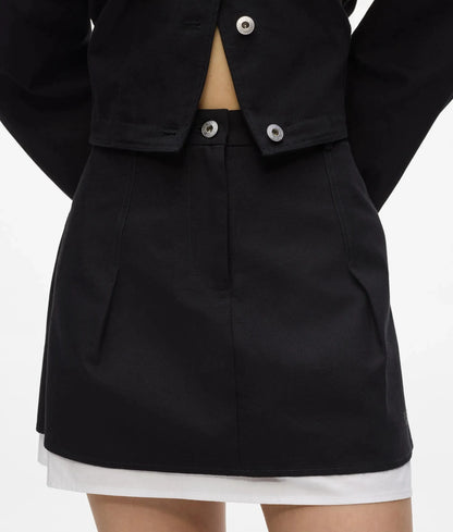 Black and white canvas mini skirt