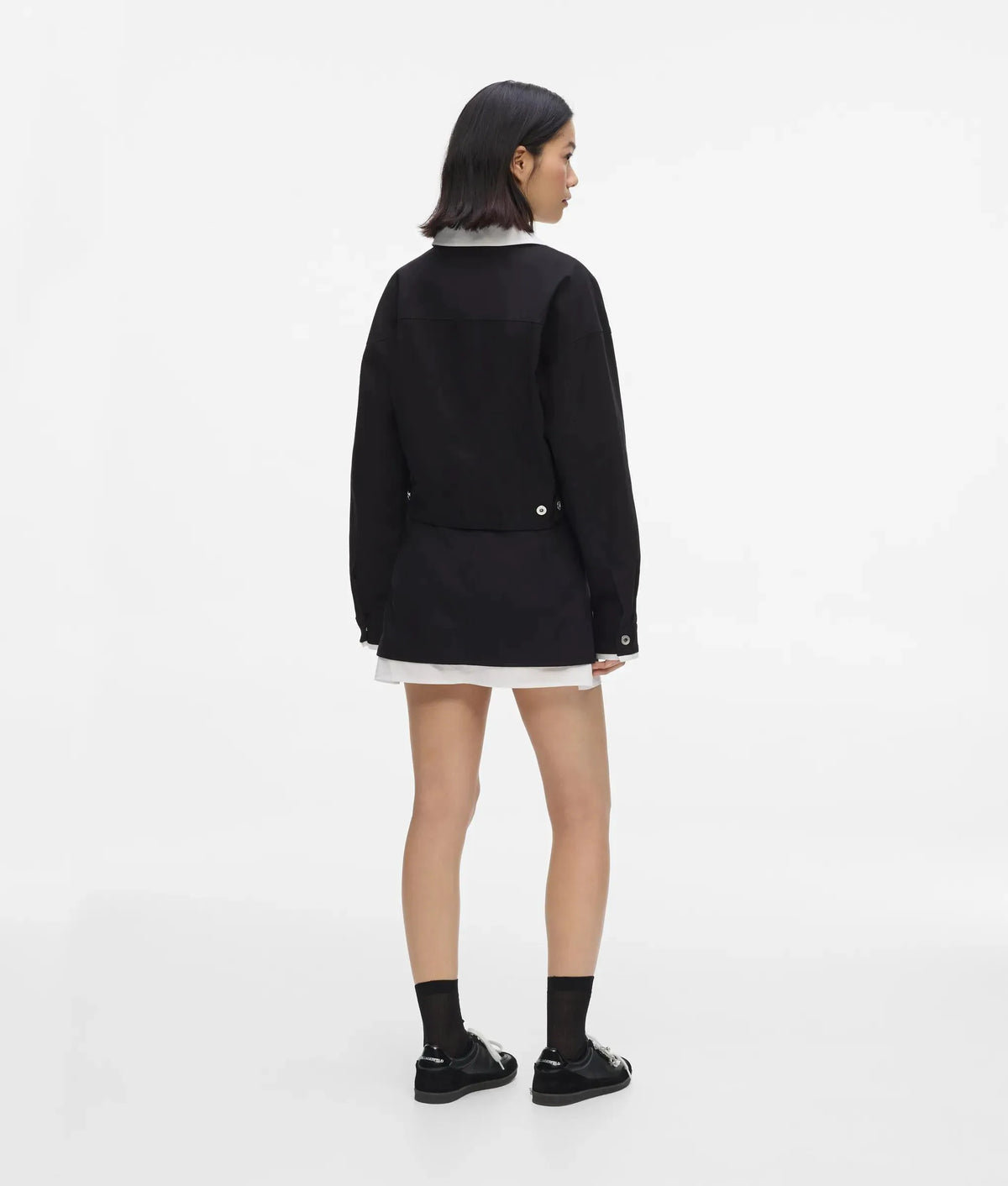 Black and white canvas mini skirt
