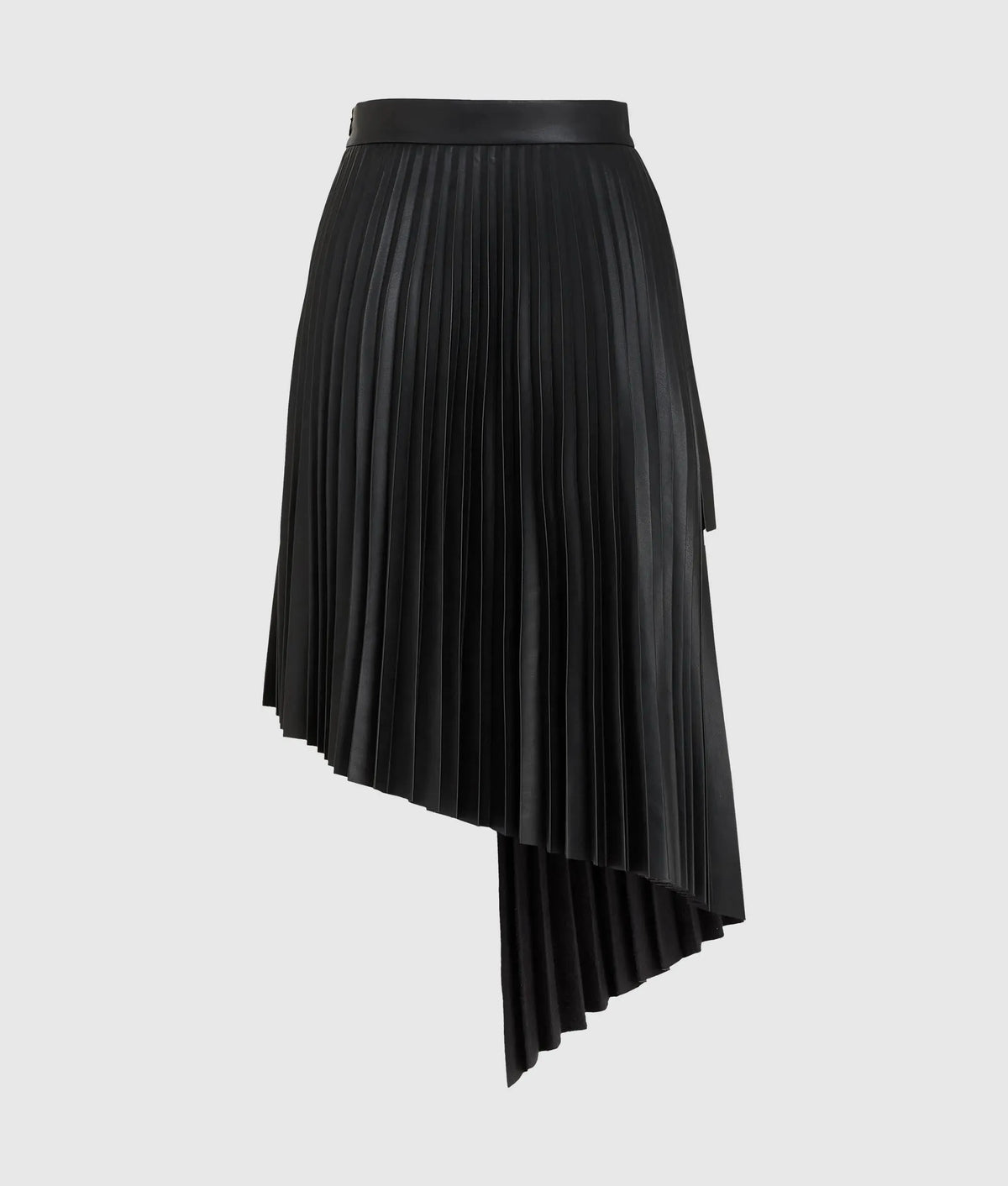 Pleated faux-leather skirt