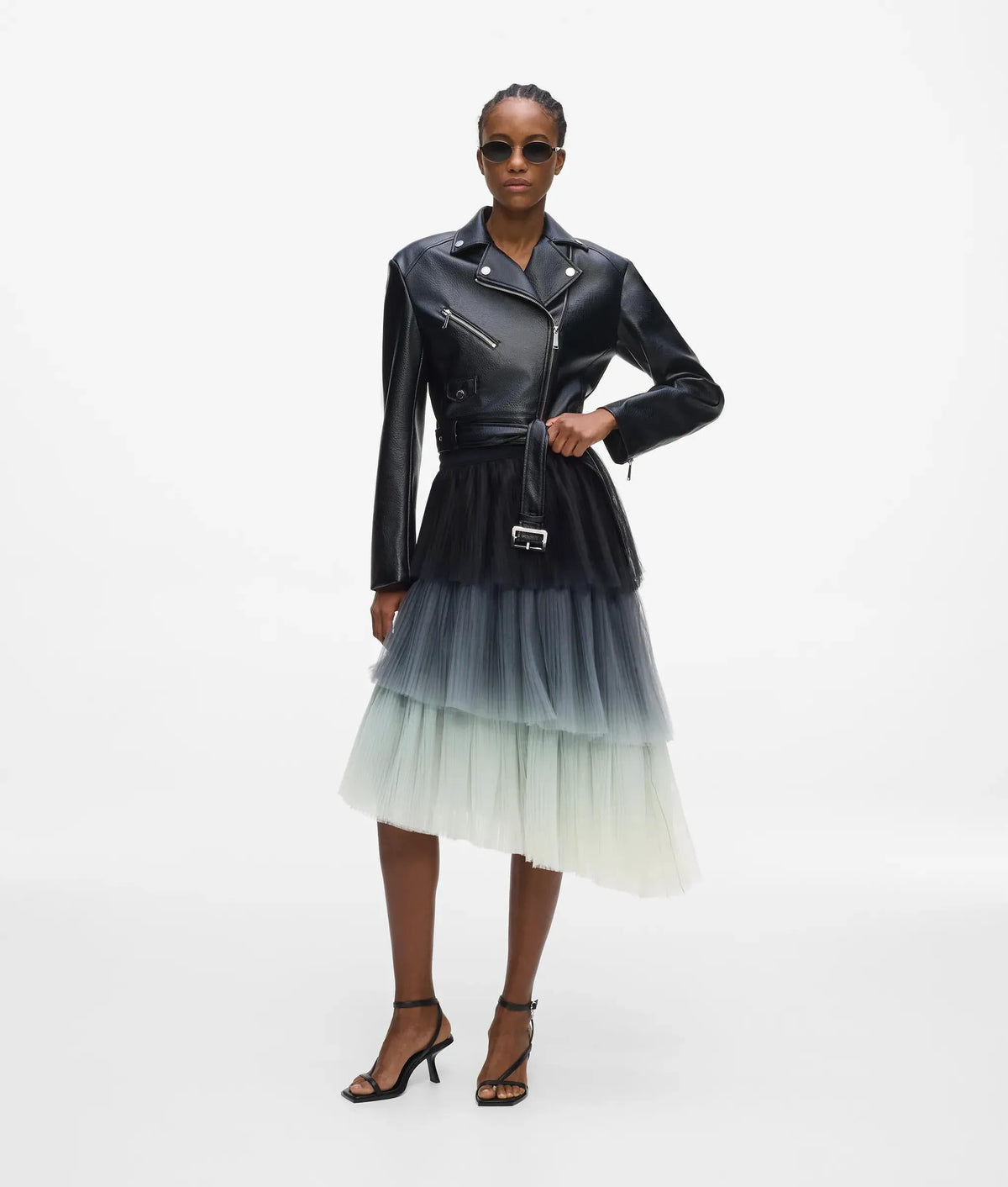 Asymmetric ombré tulle skirt