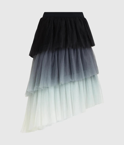 Asymmetric ombré tulle skirt