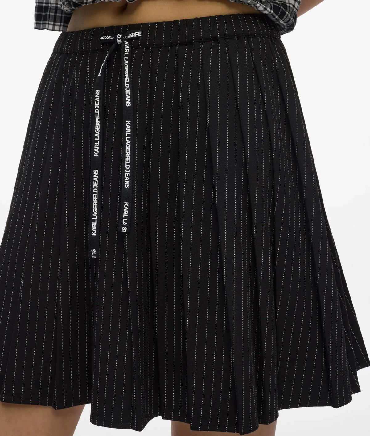 Pinstripe pleated mini skirt