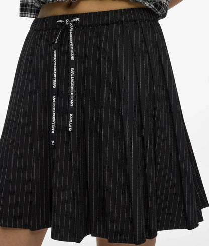Pinstripe pleated mini skirt