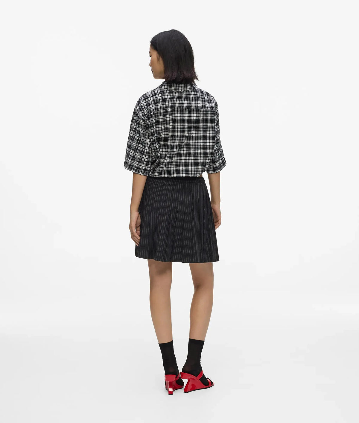 Pinstripe pleated mini skirt