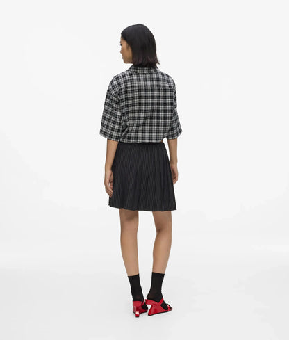 Pinstripe pleated mini skirt