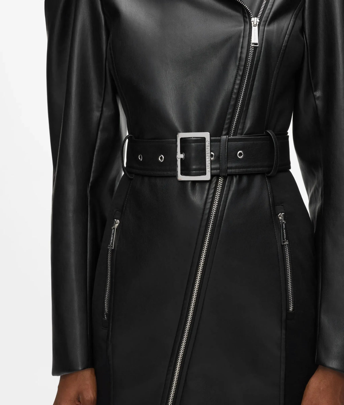 Faux-leather biker dress