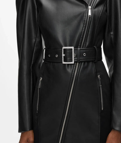 Faux-leather biker dress