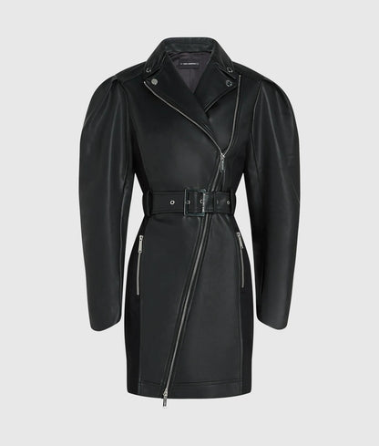 Faux-leather biker dress
