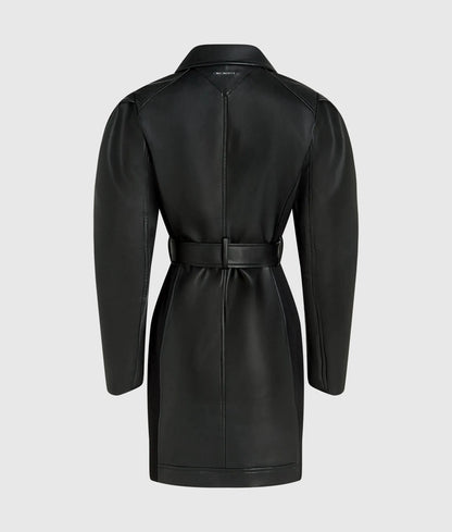 Faux-leather biker dress