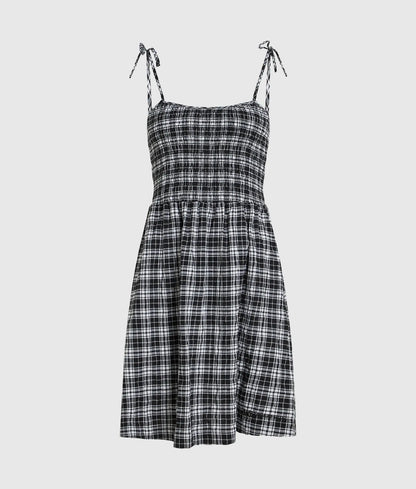 Checked strappy dress