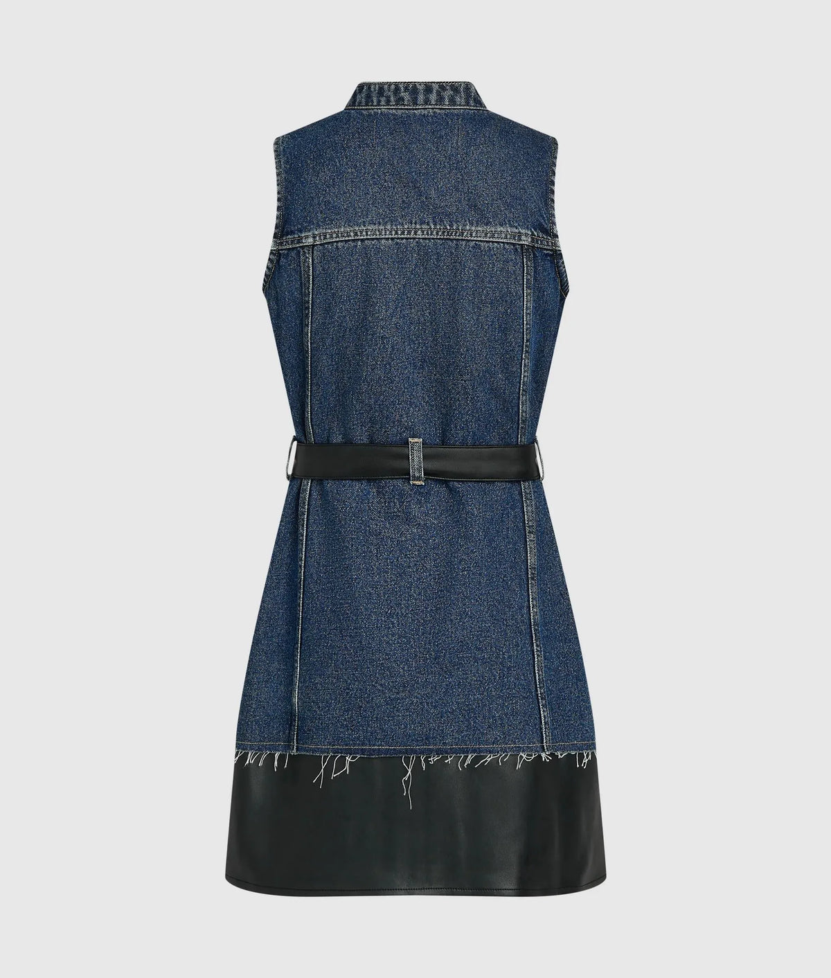 Faux-leather and denim dress