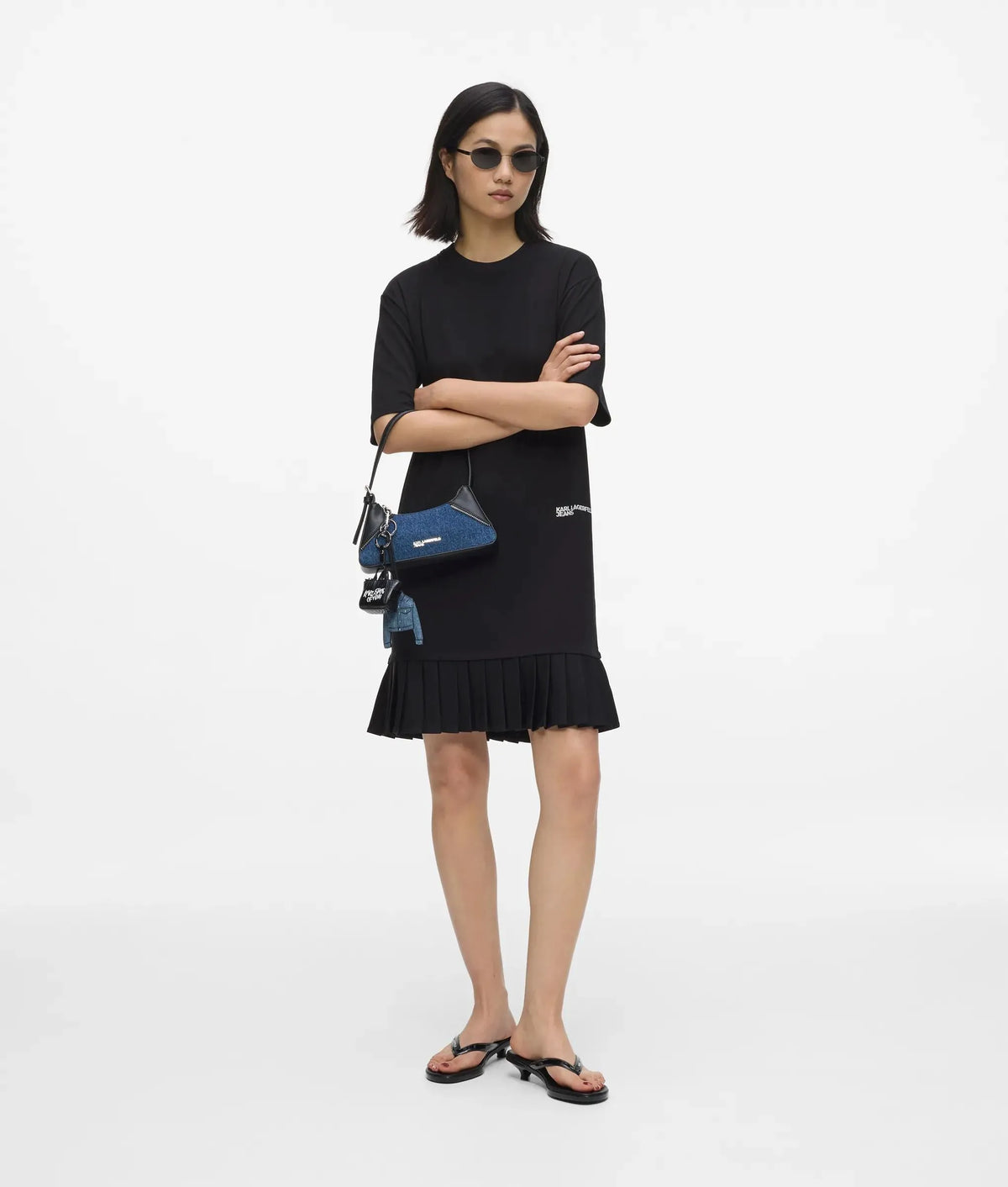 Pleated hem T-shirt dress