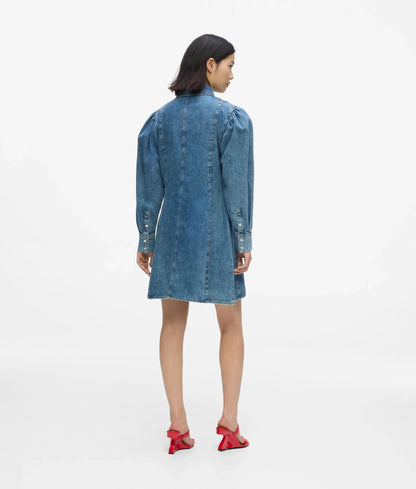 Puff sleeve denim dress