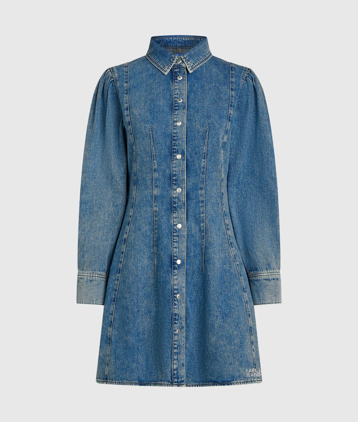 Puff sleeve denim dress
