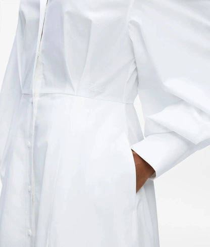 Poplin pleated shirt dress