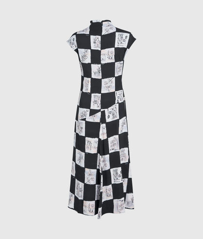 High-neck midi dress