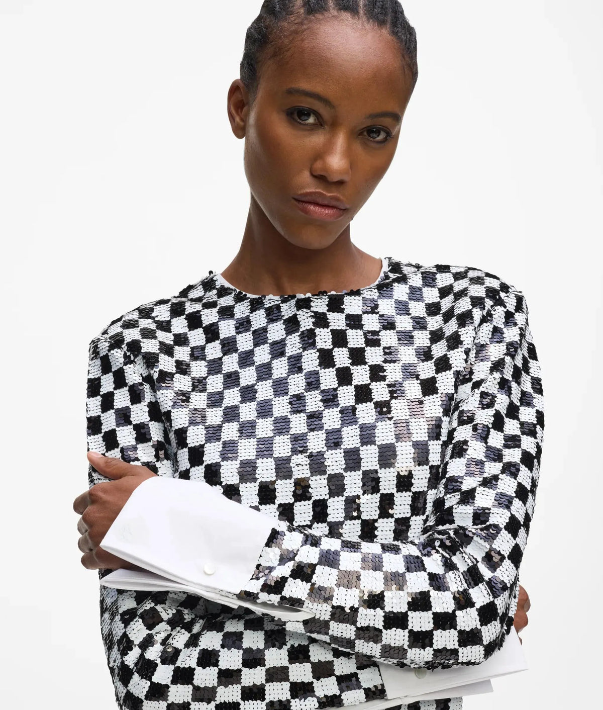 Checkerboard sequin mini dress