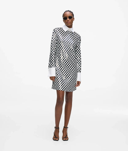 Checkerboard sequin mini dress
