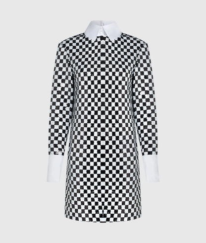 Checkerboard sequin mini dress