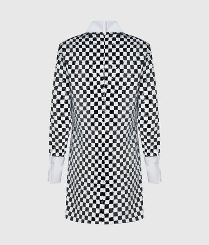 Checkerboard sequin mini dress