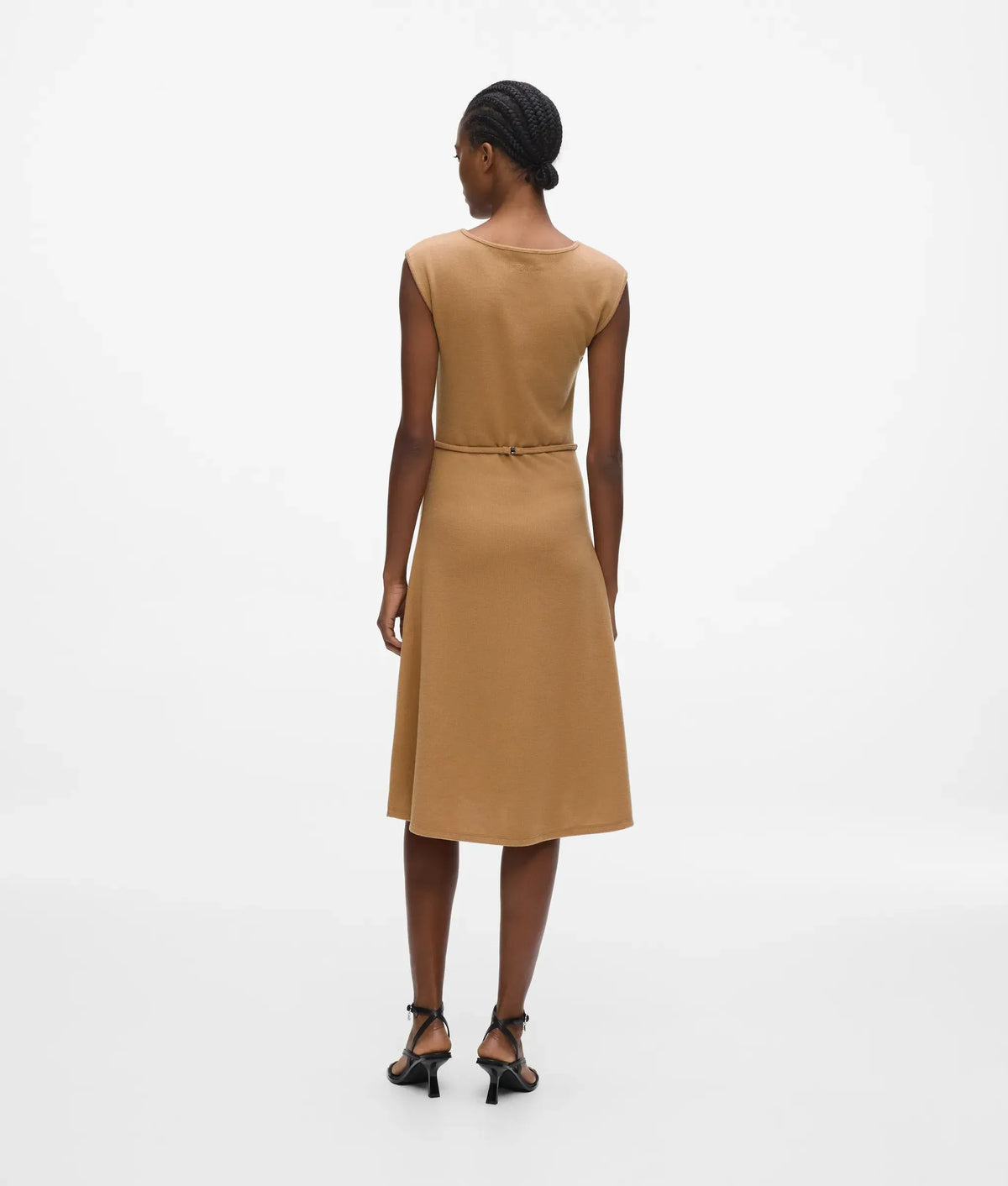 Belted sleeveless jersey dress