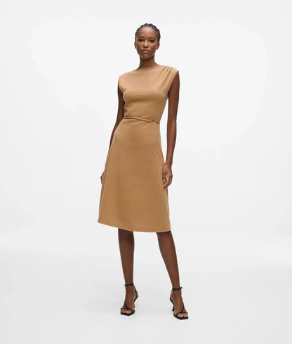 Belted sleeveless jersey dress