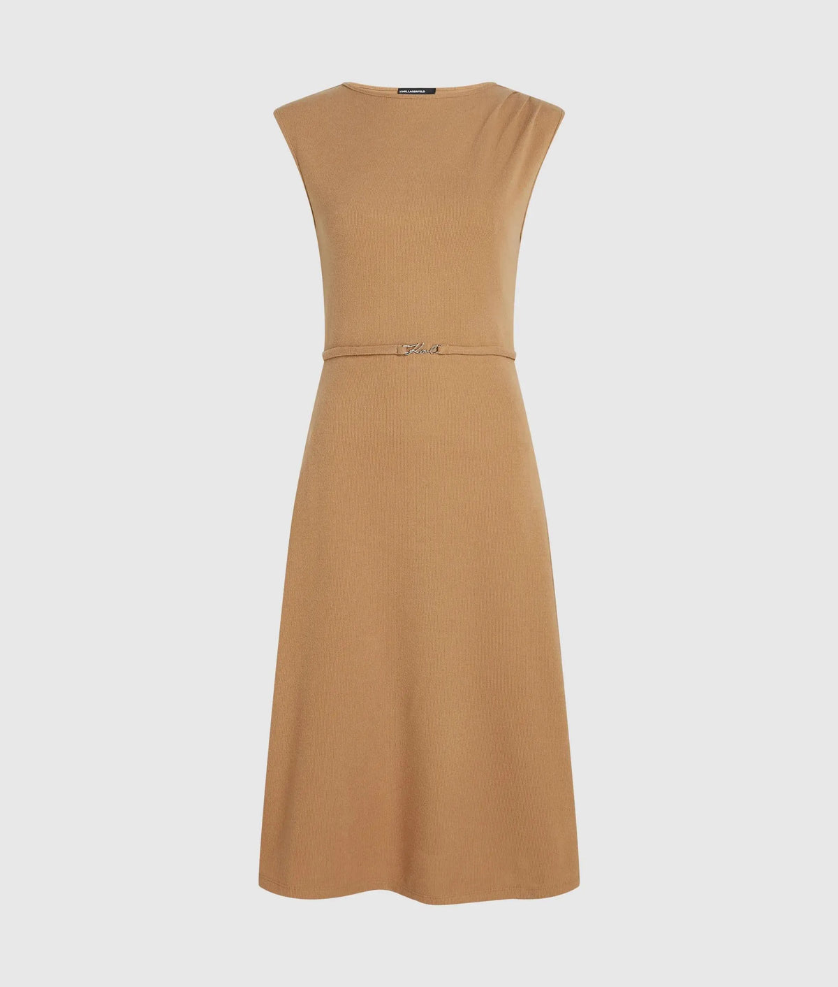Belted sleeveless jersey dress