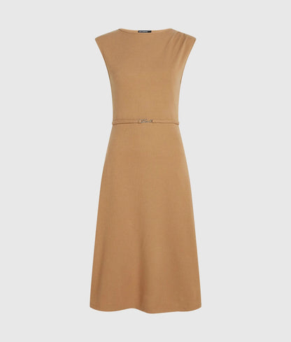 Belted sleeveless jersey dress