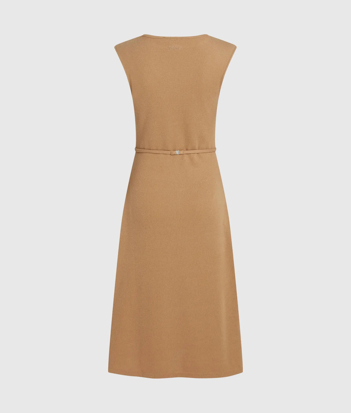 Belted sleeveless jersey dress