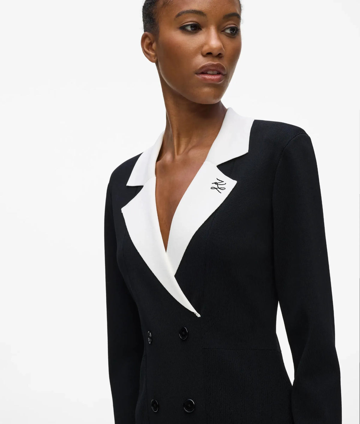 Monochrome knit blazer dress