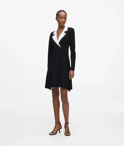 Monochrome knit blazer dress