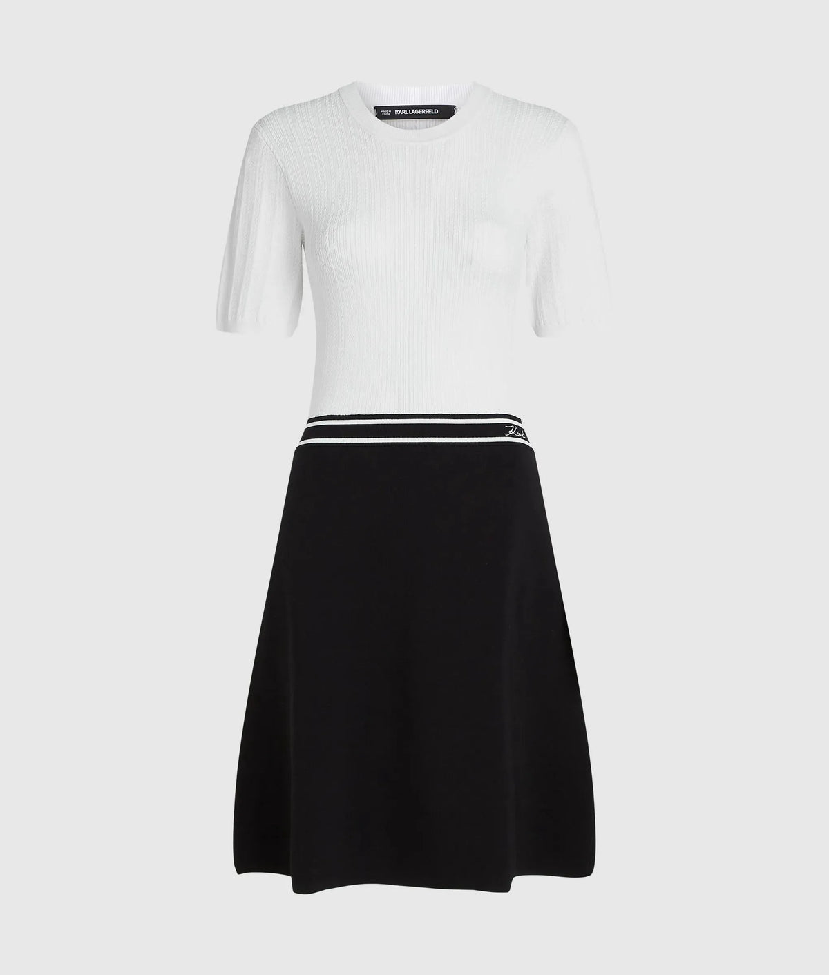 Logo two-tone knit dress