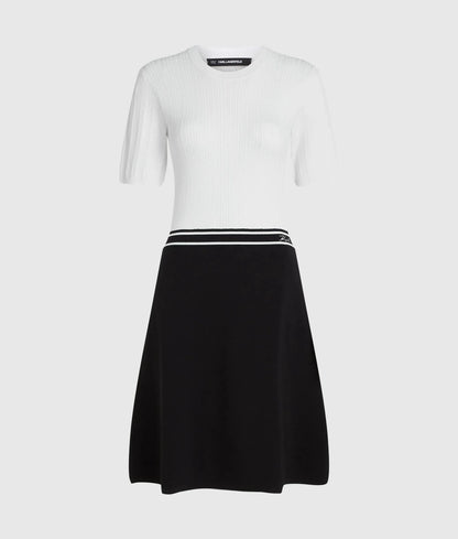 Logo two-tone knit dress