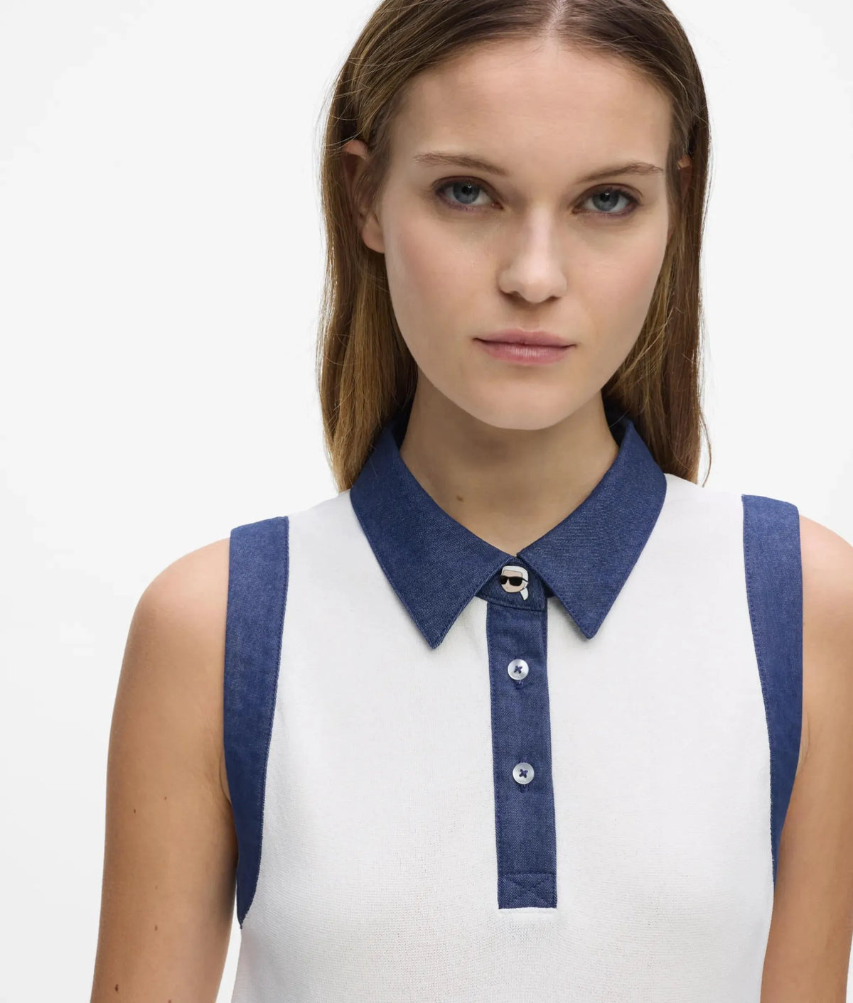 Ikon denim detail knit dress