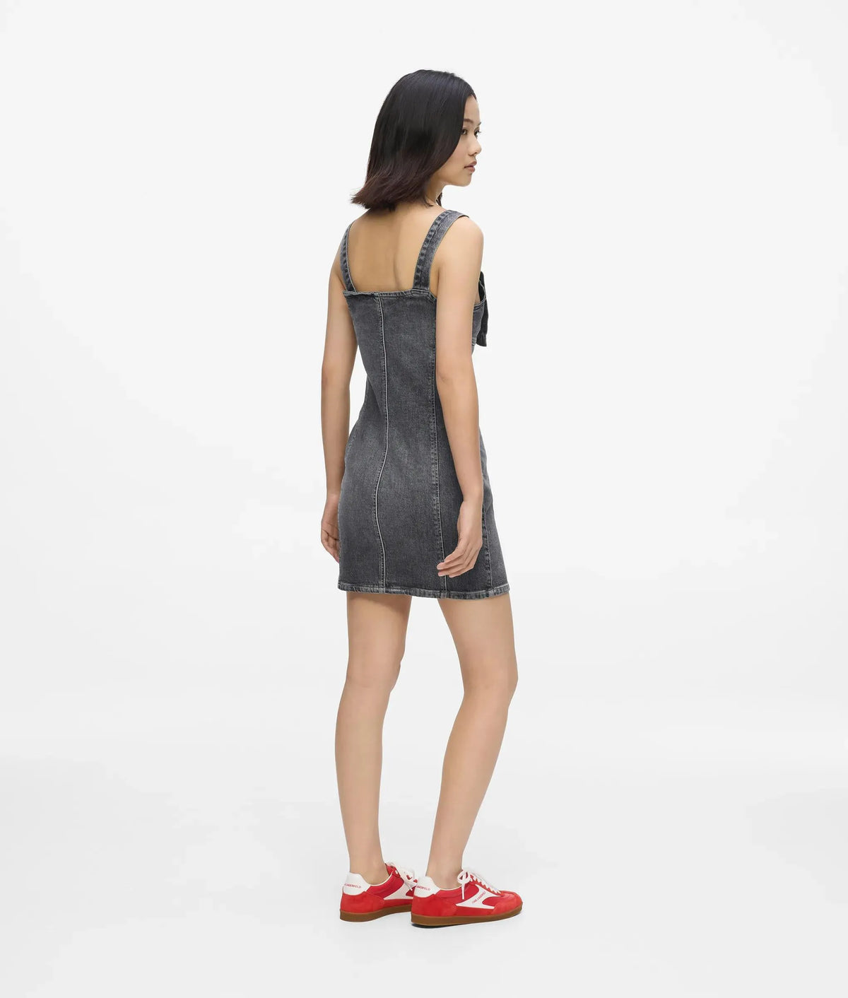 Belted denim dress
