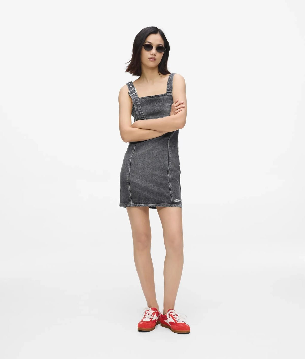 Belted denim dress