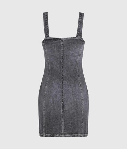 Belted denim dress